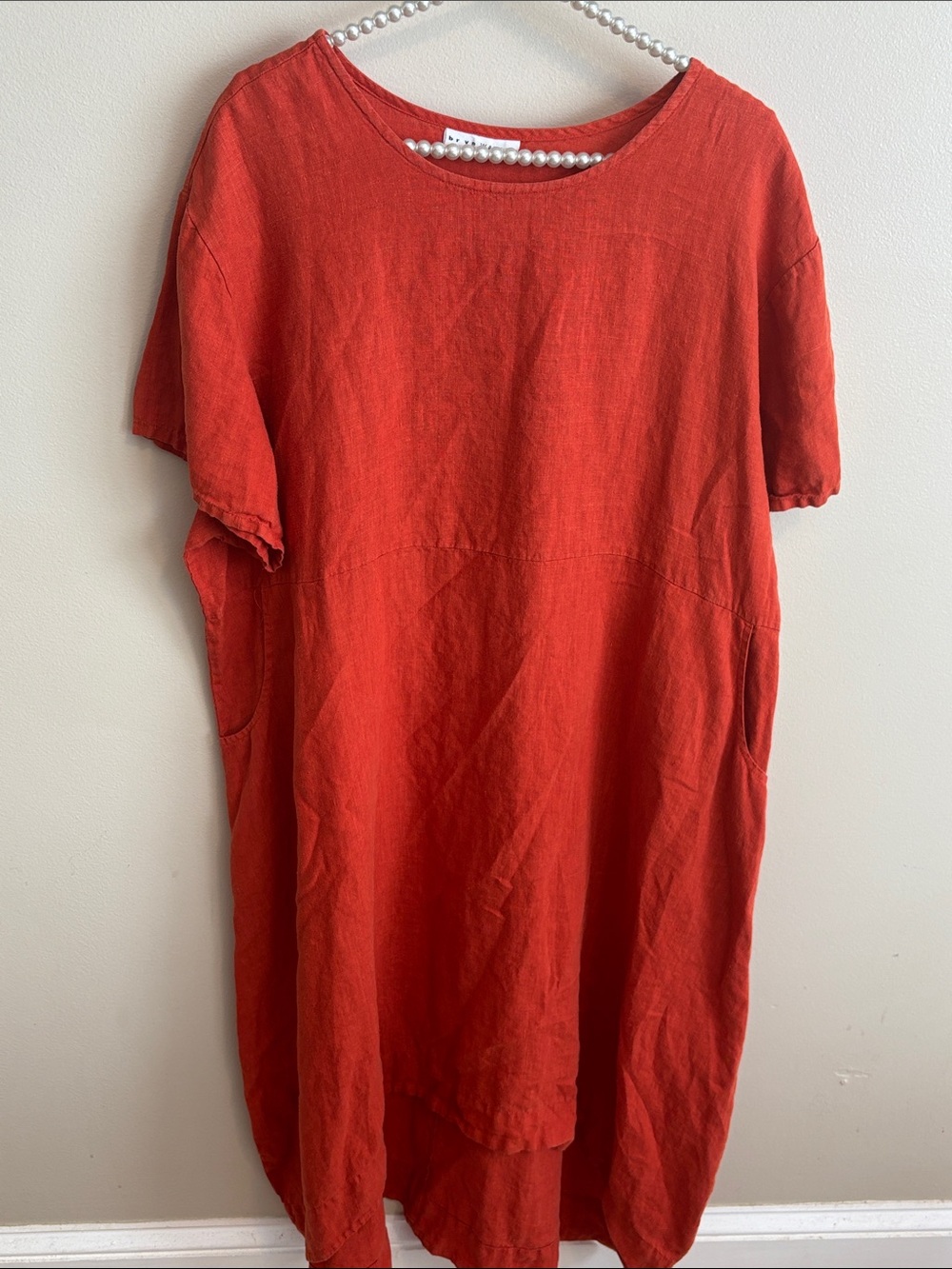Bryn Walker high low linen orange midi dress size xl